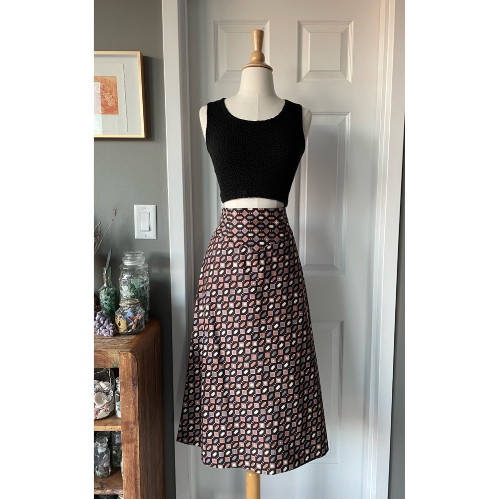 Emilio Pucci Black and Pink Midi Skirt